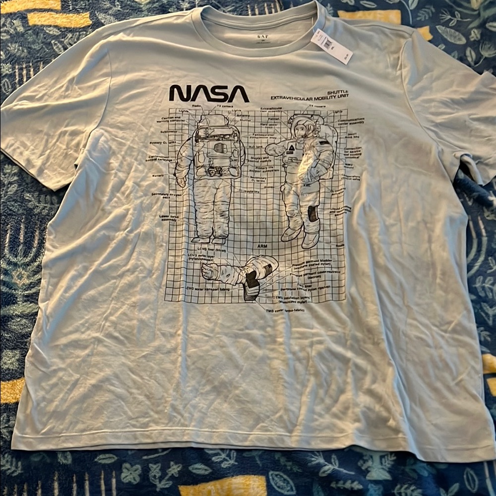 Graphic Men's T-Shirt - Light Blue Gap XXL NWT Tee